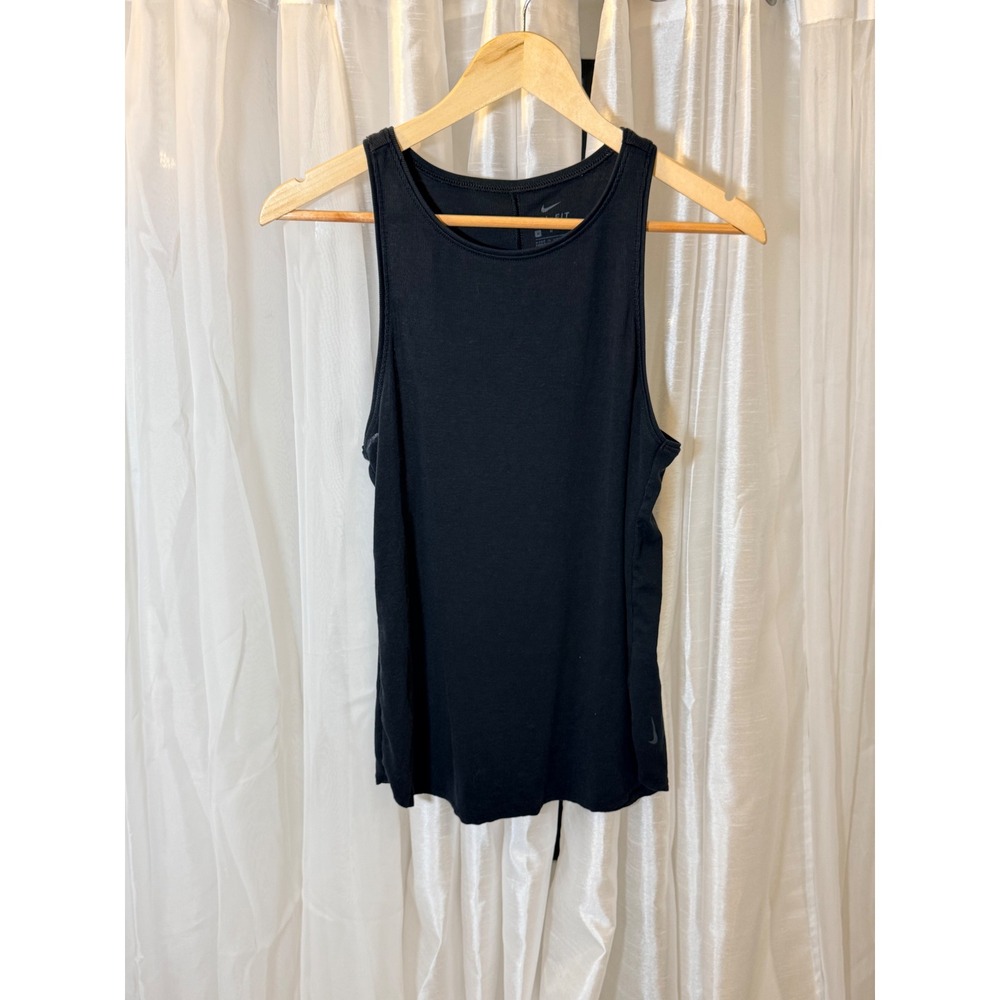 Nike Dri-FIT Tank Top Womens Medium Black Ribbed Racerback Athletic Shell